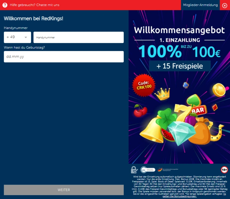 redkings signup page